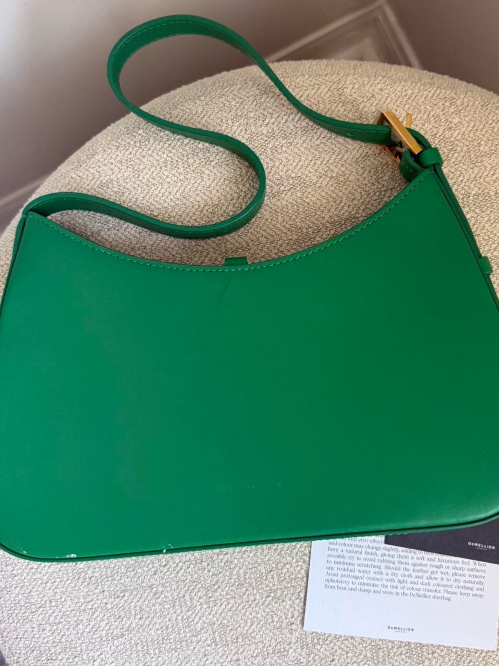 DeMellier Green Leather Shoulder Bag with Gold Accent - Picture 3 of 5